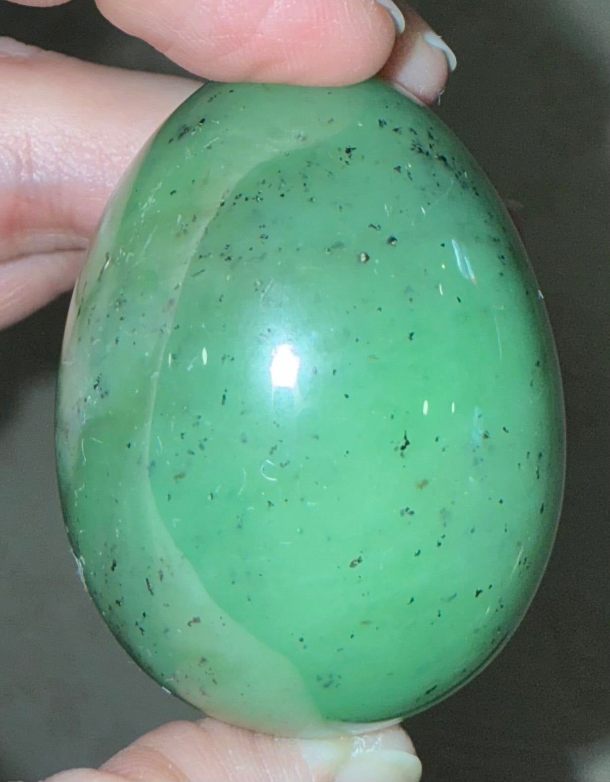 1930 Natural Green Eye Nephrite Jade Egg - 128g