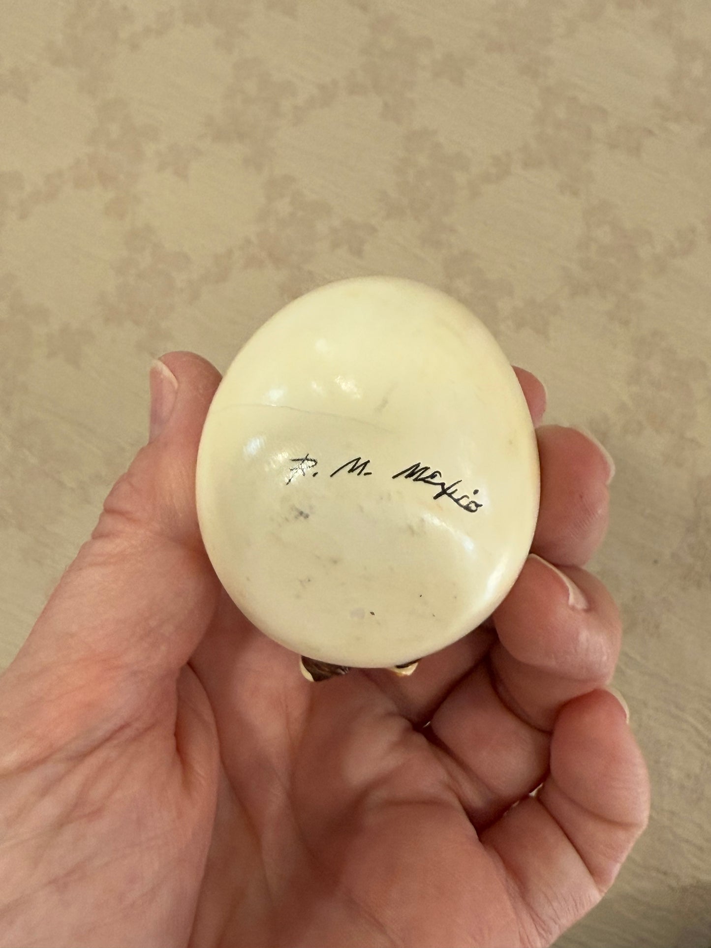 🦒 Vintage Artist-Signed Giraffe Hatching From Ceramic Egg
