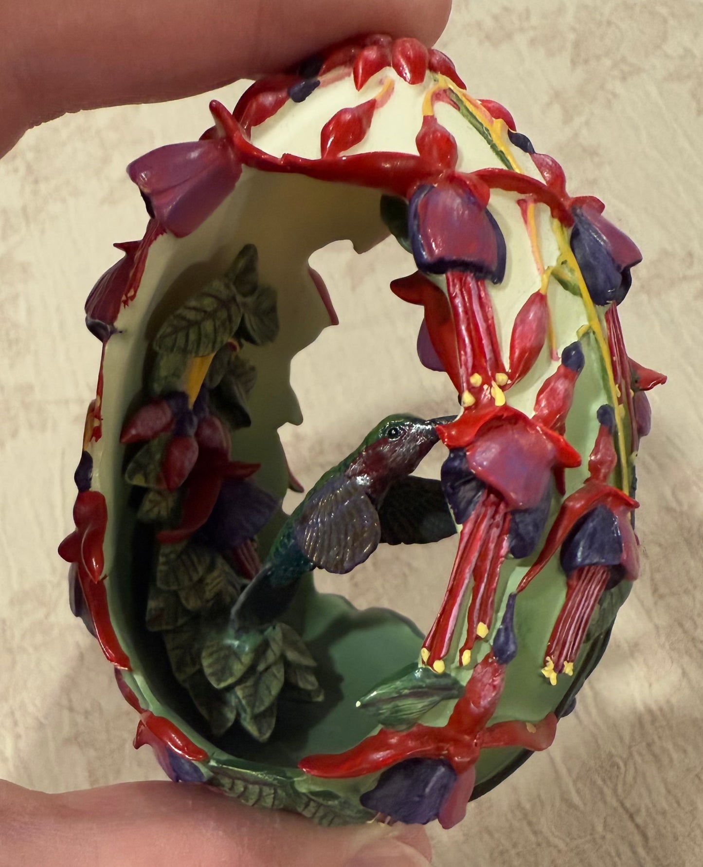 🌸 Franklin Mint House of Fabergé “Jewels in the Garden” Hummingbird Egg Figurine