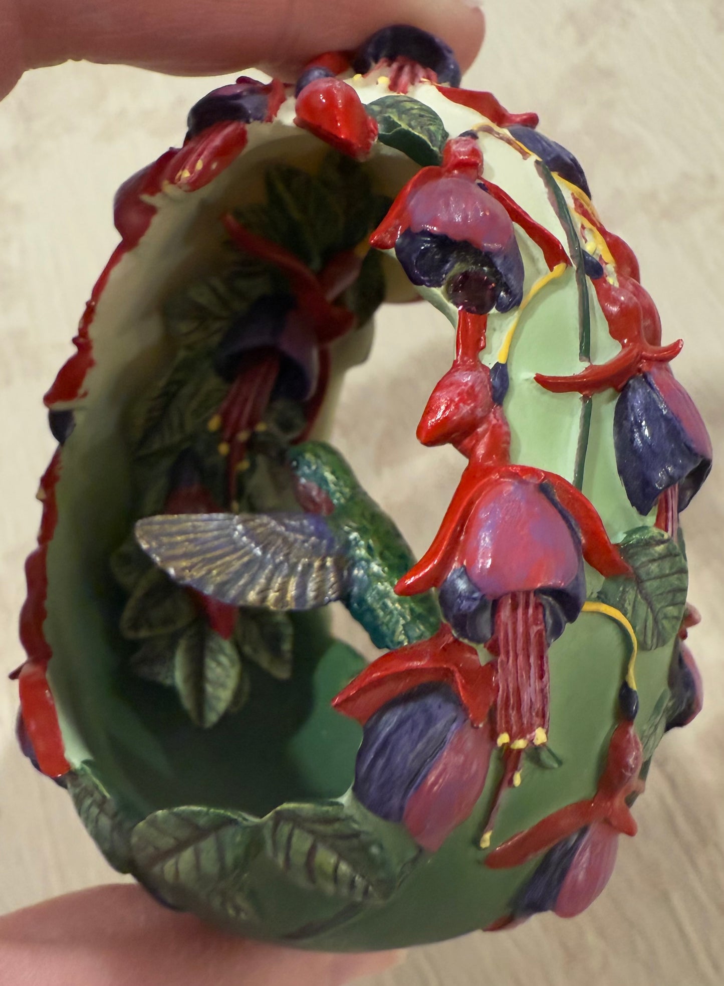 🌸 Franklin Mint House of Fabergé “Jewels in the Garden” Hummingbird Egg Figurine