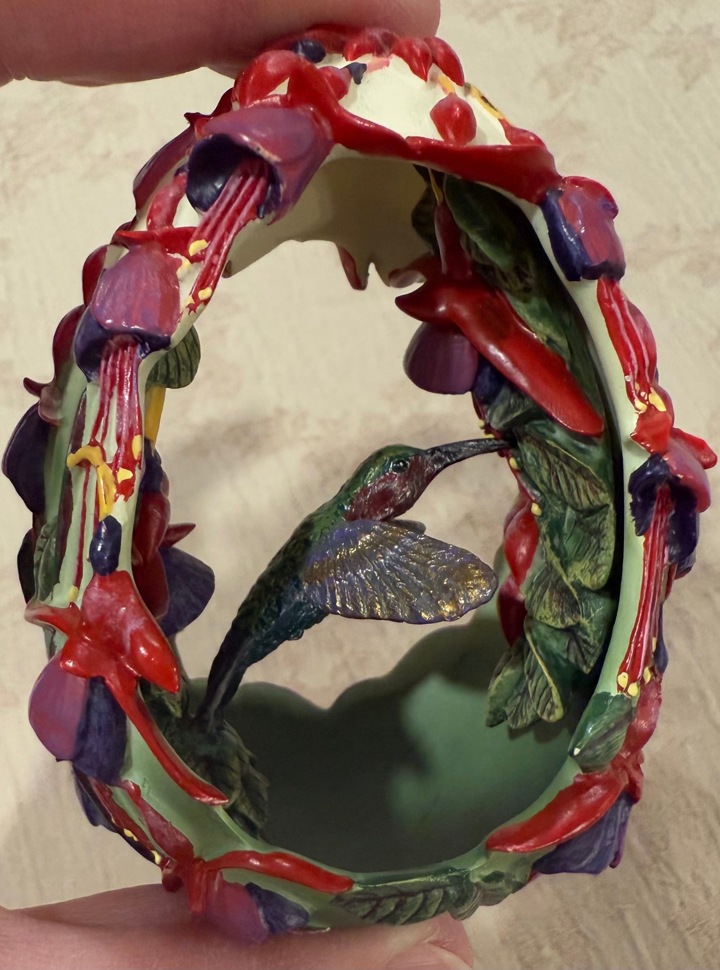 🌸 Franklin Mint House of Fabergé “Jewels in the Garden” Hummingbird Egg Figurine
