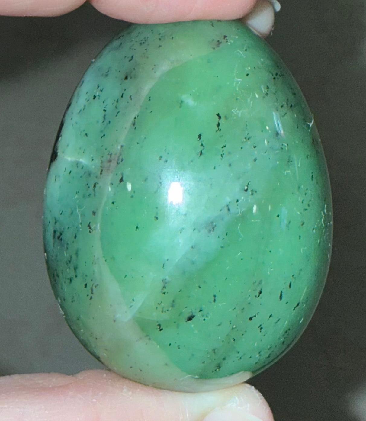 1930 Natural Green Eye Nephrite Jade Egg - 128g