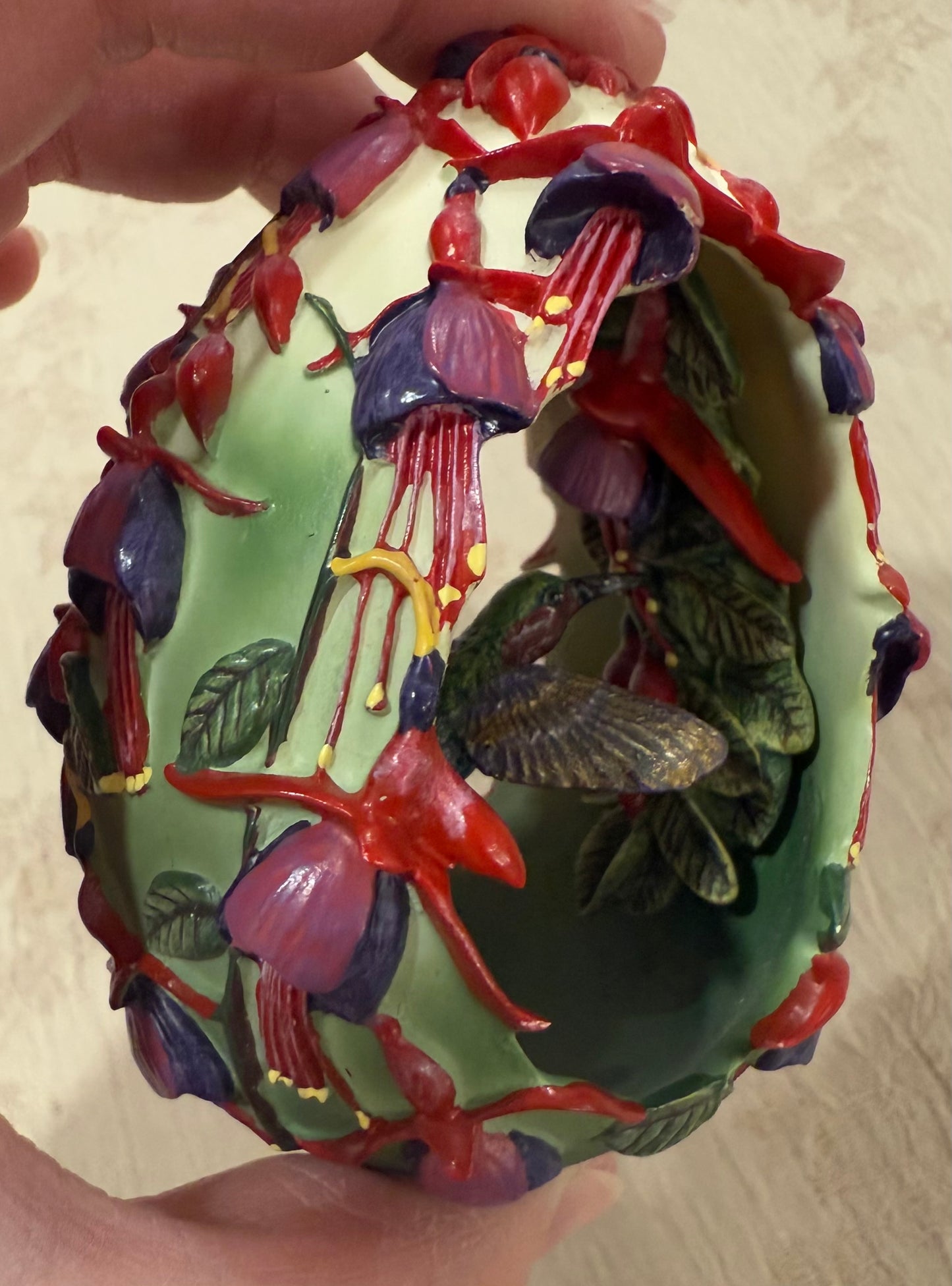🌸 Franklin Mint House of Fabergé “Jewels in the Garden” Hummingbird Egg Figurine
