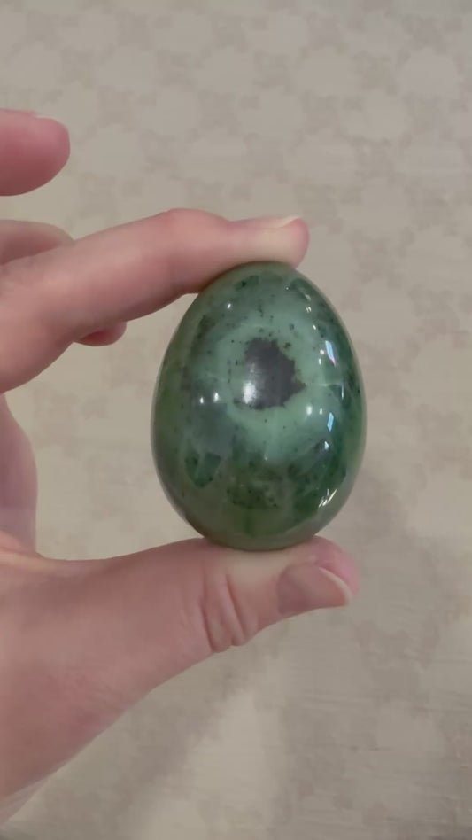 1930 Natural Green Eye Nephrite Jade Egg - 128g